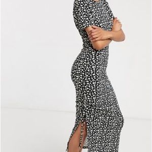 Daisy Print Dress with ruched side